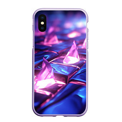 Чехол iPhone XS Max матовый Абстракция из блестящих камней и плит, цвет: 3D-светло-сиреневый