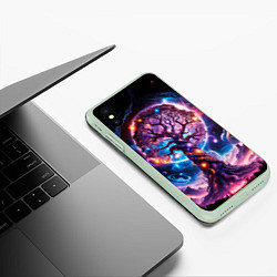 Чехол iPhone XS Max матовый Дерево жизни в космосе, цвет: 3D-салатовый — фото 2