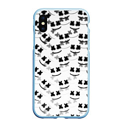 Чехол iPhone XS Max матовый Marshmello dj pattern, цвет: 3D-голубой