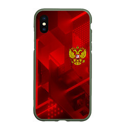 Чехол iPhone XS Max матовый Россия герб текстура, цвет: 3D-темно-зеленый