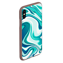 Чехол iPhone XS Max матовый Кислотно синий белый мраморный фон, цвет: 3D-коричневый — фото 2