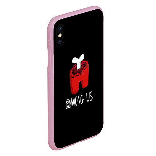 Чехол iPhone XS Max матовый Among us logo red / 3D-Розовый – фото 2