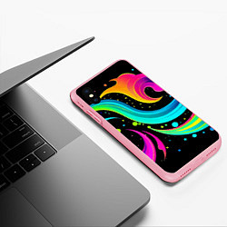 Чехол iPhone XS Max матовый Яркая неоновая абстракция - нейросеть, цвет: 3D-баблгам — фото 2