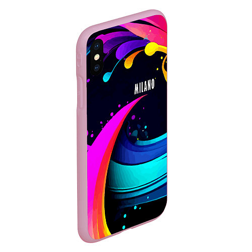 Чехол iPhone XS Max матовый Neon abstraction - Milano / 3D-Розовый – фото 2