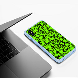 Чехол iPhone XS Max матовый Nirvana green logo smile, цвет: 3D-голубой — фото 2