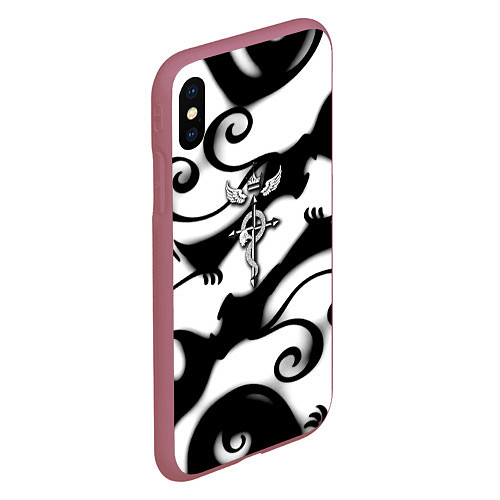 Чехол iPhone XS Max матовый Стальной алхимик аниме / 3D-Малиновый – фото 2