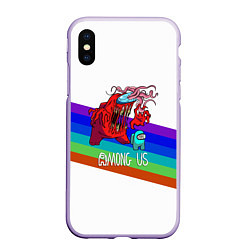 Чехол iPhone XS Max матовый Among us colors line монстр, цвет: 3D-светло-сиреневый