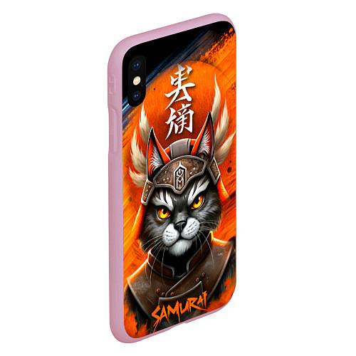 Чехол iPhone XS Max матовый Cat samurai / 3D-Розовый – фото 2