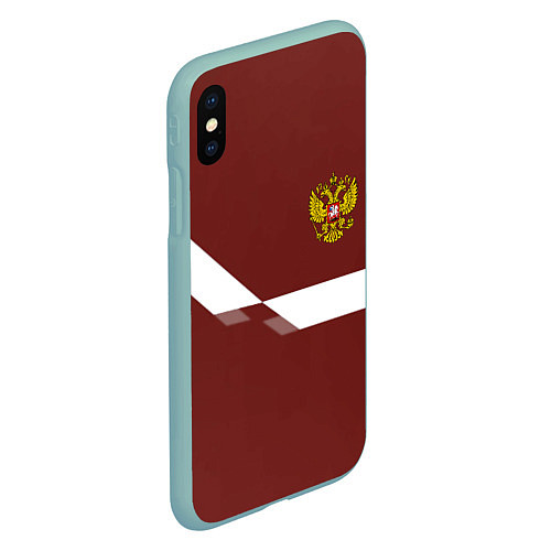 Чехол iPhone XS Max матовый Россия спорт геометрия / 3D-Мятный – фото 2