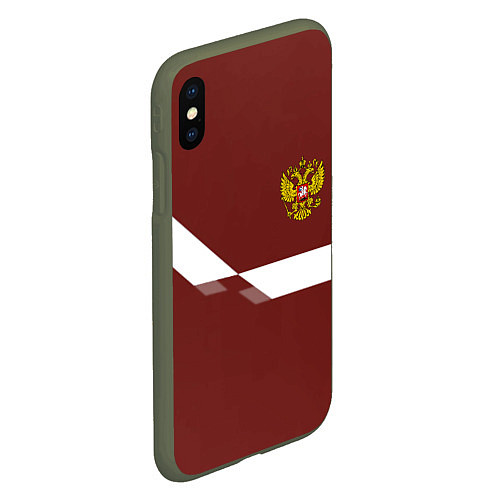 Чехол iPhone XS Max матовый Россия спорт геометрия / 3D-Темно-зеленый – фото 2