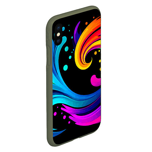 Чехол iPhone XS Max матовый Joy wave - ai art fantasy / 3D-Темно-зеленый – фото 2