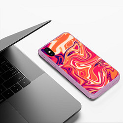 Чехол iPhone XS Max матовый Абстракция кислотно мраморный фон, цвет: 3D-сиреневый — фото 2