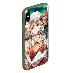 Чехол iPhone XS Max матовый Touhou Project Flandre милая с бумажным самолётико, цвет: 3D-темно-зеленый — фото 2