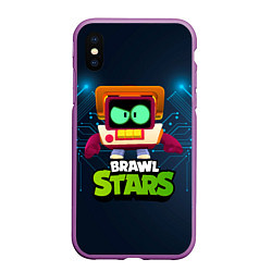 Чехол iPhone XS Max матовый Brawl start 8 bit skin old tv, цвет: 3D-фиолетовый