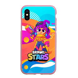 Чехол iPhone XS Max матовый Brawl Stars Шелли squad busters, цвет: 3D-розовый