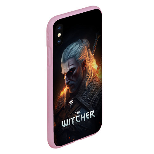 Чехол iPhone XS Max матовый The Witcher and fire / 3D-Розовый – фото 2