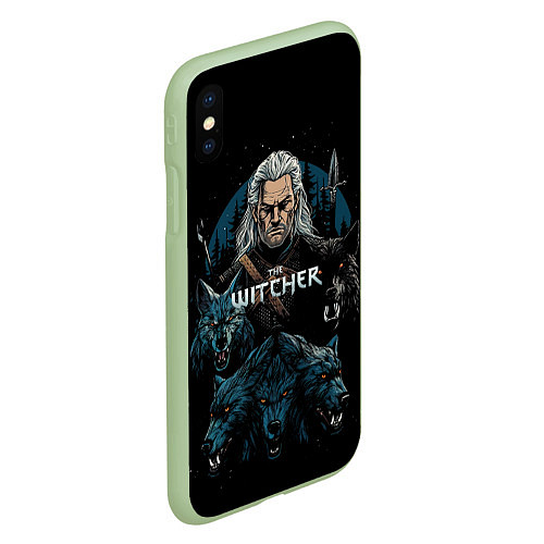 Чехол iPhone XS Max матовый The Witcher and wolfs / 3D-Салатовый – фото 2