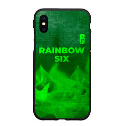 Чехол iPhone XS Max матовый Rainbow Six - green gradient посередине, цвет: 3D-черный