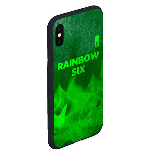 Чехол iPhone XS Max матовый Rainbow Six - green gradient посередине / 3D-Черный – фото 2