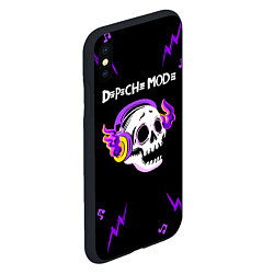 Чехол iPhone XS Max матовый Depeche Mode неоновый череп, цвет: 3D-черный — фото 2