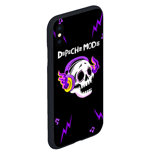 Чехол iPhone XS Max матовый Depeche Mode неоновый череп / 3D-Черный – фото 2