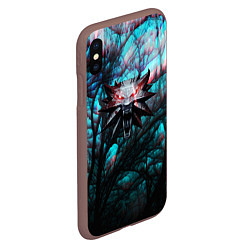 Чехол iPhone XS Max матовый The Witcher logo night, цвет: 3D-коричневый — фото 2