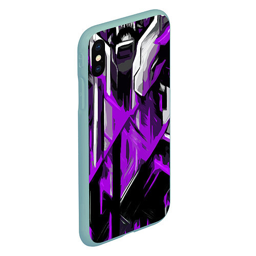 Чехол iPhone XS Max матовый White and purple abstraction on a black background / 3D-Мятный – фото 2