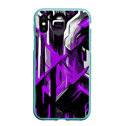 Чехол iPhone XS Max матовый White and purple abstraction on a black background, цвет: 3D-мятный