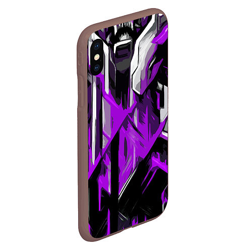 Чехол iPhone XS Max матовый White and purple abstraction on a black background / 3D-Коричневый – фото 2