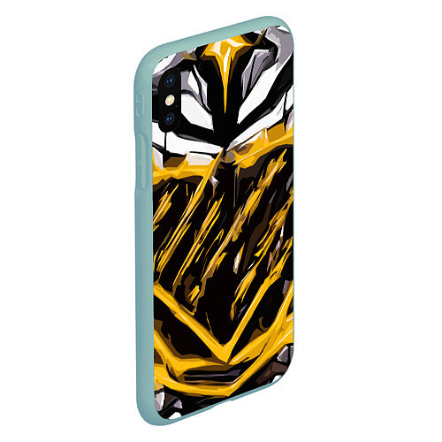 Чехол iPhone XS Max матовый Yellow and white abstraction on a black background / 3D-Мятный – фото 2