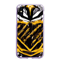 Чехол iPhone XS Max матовый Yellow and white abstraction on a black background, цвет: 3D-светло-сиреневый