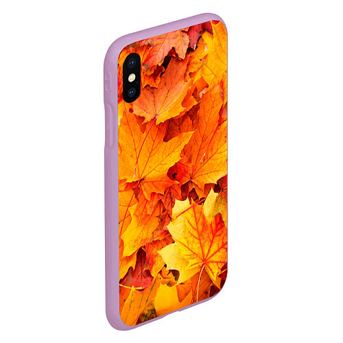 Чехол iPhone XS Max матовый Осень - клиновые листья / 3D-Сиреневый – фото 2