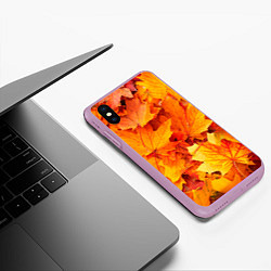 Чехол iPhone XS Max матовый Осень - клиновые листья, цвет: 3D-сиреневый — фото 2