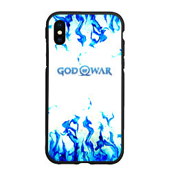 Чехол iPhone XS Max матовый God of War синий огонь, цвет: 3D-черный