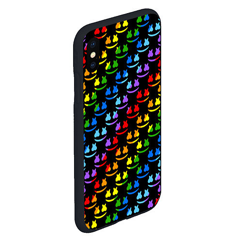 Чехол iPhone XS Max матовый Marshmello dj colors / 3D-Черный – фото 2