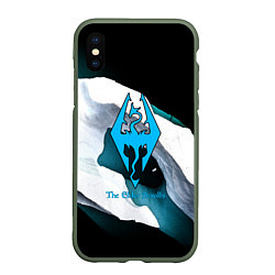 Чехол iPhone XS Max матовый The Elder Scrolls краски текстура, цвет: 3D-темно-зеленый