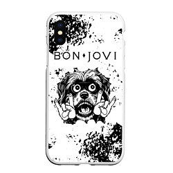 Чехол iPhone XS Max матовый Bon Jovi - рок пес, цвет: 3D-белый