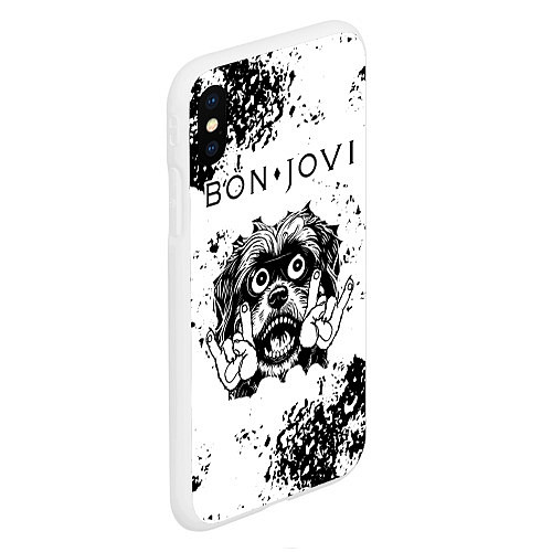 Чехол iPhone XS Max матовый Bon Jovi - рок пес / 3D-Белый – фото 2