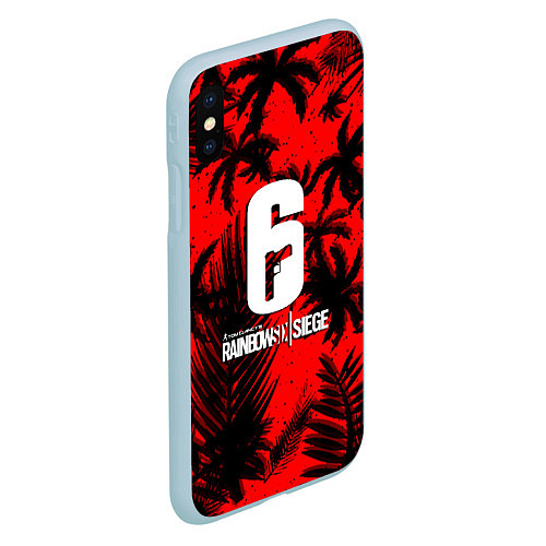 Чехол iPhone XS Max матовый Rainbow six тропик паттерн / 3D-Голубой – фото 2