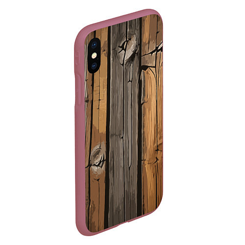 Чехол iPhone XS Max матовый Old boards / 3D-Малиновый – фото 2