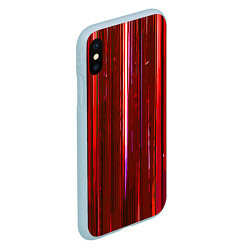 Чехол iPhone XS Max матовый Вертикальные красные линии на чёрном фоне, цвет: 3D-голубой — фото 2