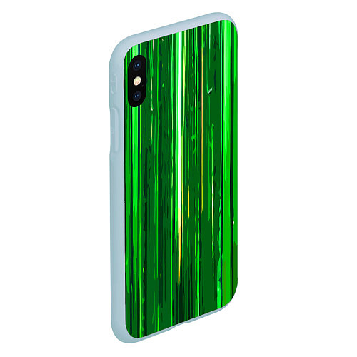 Чехол iPhone XS Max матовый Вертикальные зелёные линии на чёрном фоне / 3D-Голубой – фото 2