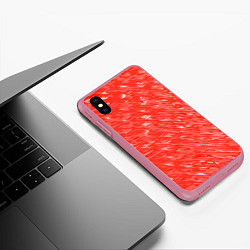 Чехол iPhone XS Max матовый Красно-белые мазки, цвет: 3D-малиновый — фото 2