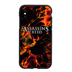 Чехол iPhone XS Max матовый Assassins Creed red lava, цвет: 3D-черный