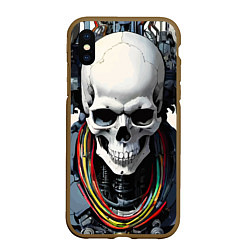 Чехол iPhone XS Max матовый Cool cyber skull - ai art fantasy, цвет: 3D-коричневый