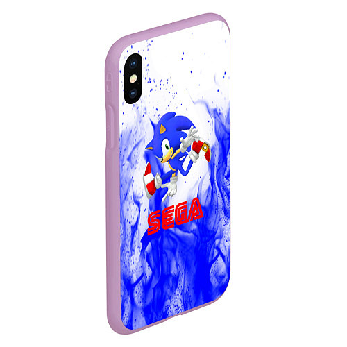 Чехол iPhone XS Max матовый Sonic flame blue / 3D-Сиреневый – фото 2