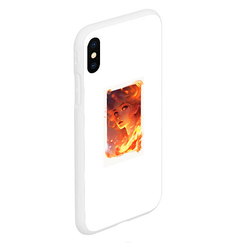 Чехол iPhone XS Max матовый Flame girl / 3D-Белый – фото 2