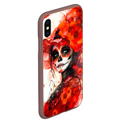 Чехол iPhone XS Max матовый Катрина Санта Муэрте, цвет: 3D-коричневый — фото 2