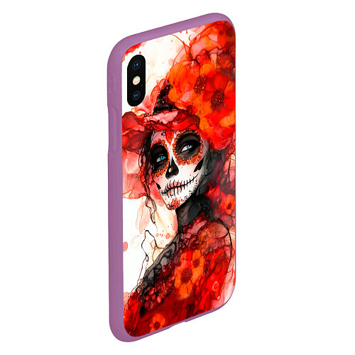 Чехол iPhone XS Max матовый Катрина Санта Муэрте / 3D-Фиолетовый – фото 2