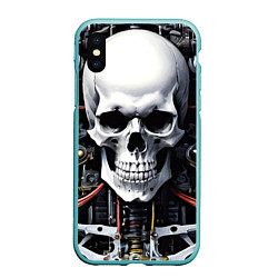 Чехол iPhone XS Max матовый Cyber skull - ai art, цвет: 3D-мятный